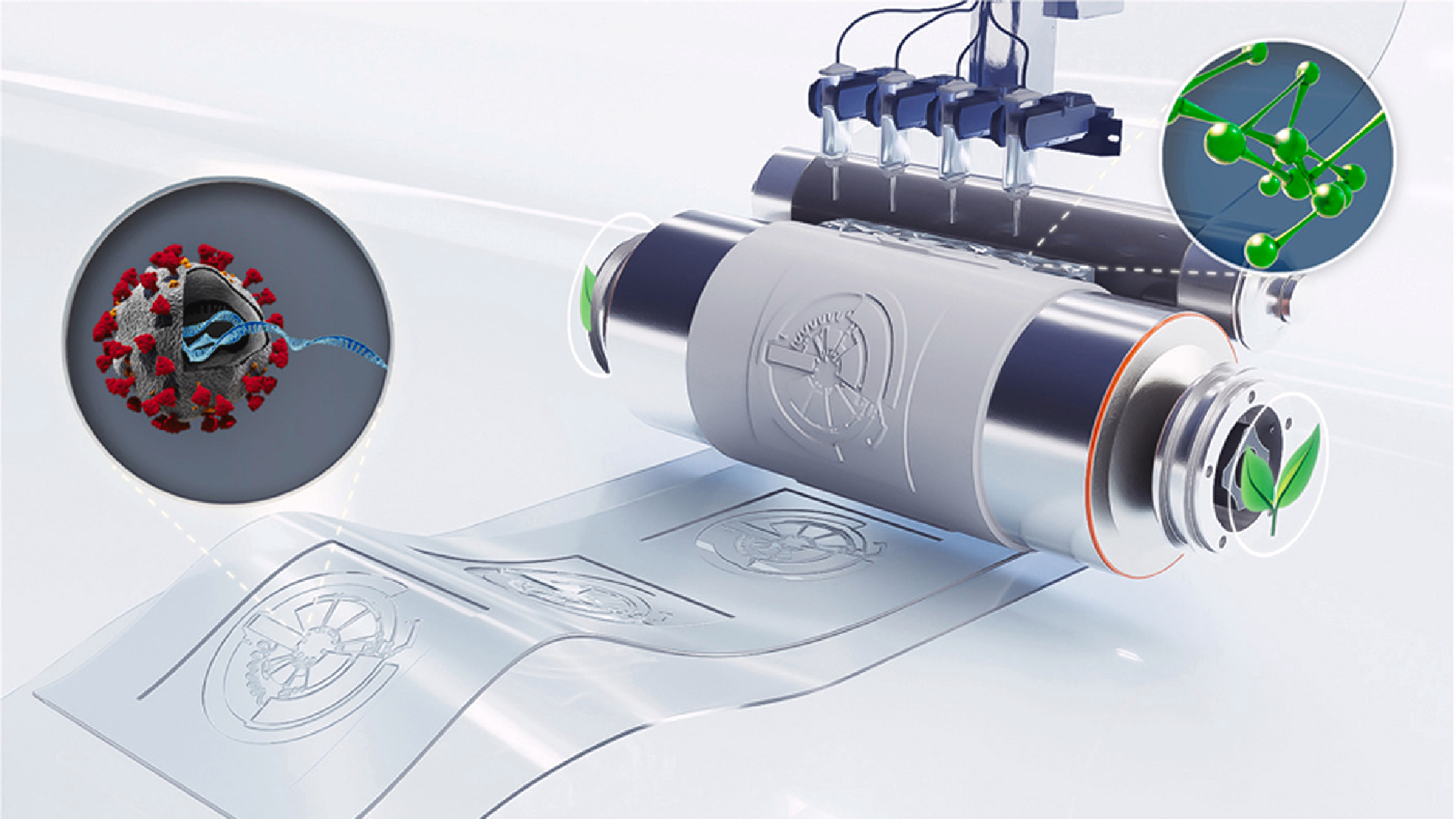The rendered image of the room-temperature roll-to-roll additive manufacturing platform